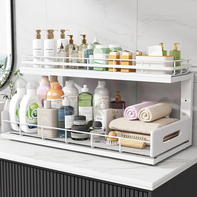 Under Sink Organizer Upgrade To Professional Rails, 2-Tier Dual Pull Out - Image 8