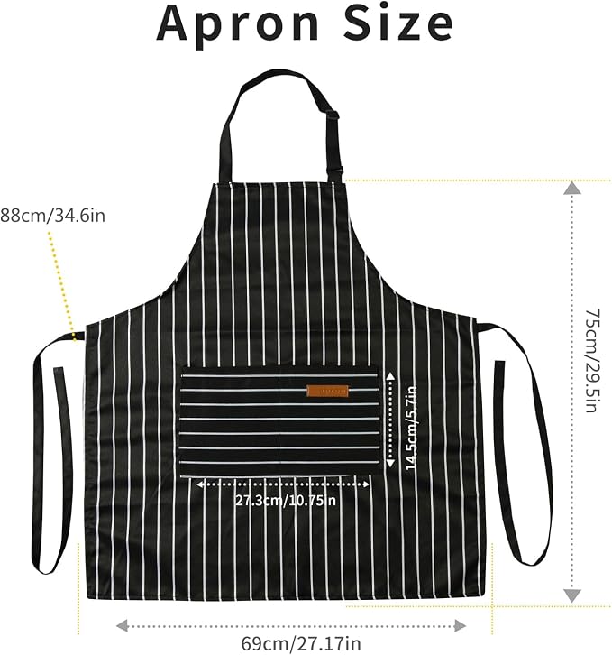 Tosewever 2 Pieces Kitchen Cooking Aprons, Cotton Polyester Blend Adjustable - Image 6