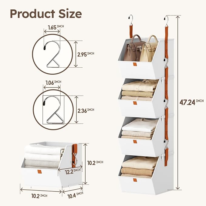 Homsorout Hanging Closet Organizer 4 Tier - Image 6