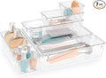 StorMiracle 7 PCS Clear Plastic Drawer Organizers Set, 4 Size Desk Drawer by StorMiracle