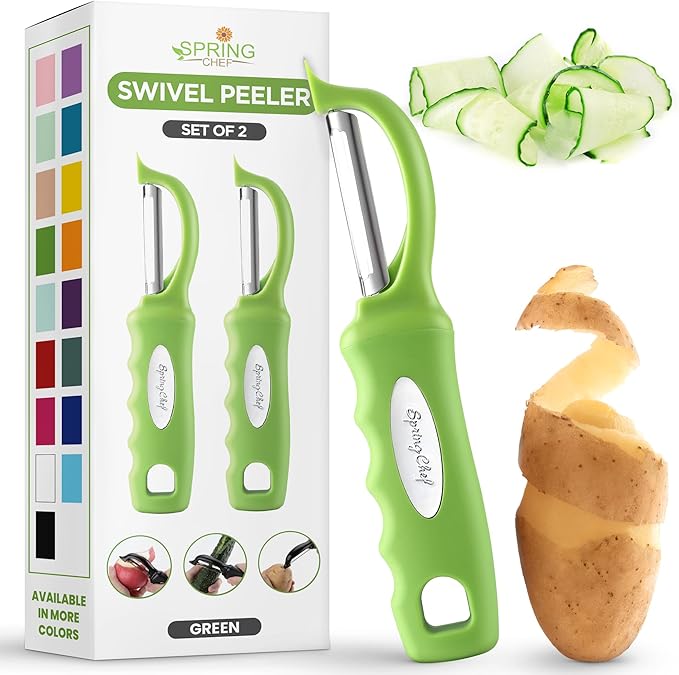 Spring Chef Premium Green Swivel Vegetable Peeler Set of 2, Stainless Steel by SpringChef