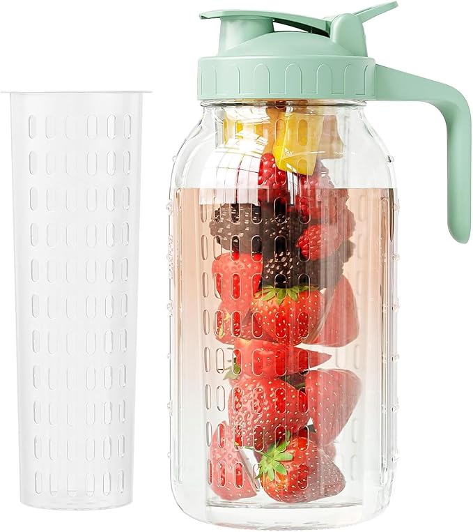 JunVpic Glass Mason Jar Pitcher, 64oz Wide Mouth Jug by Junvpic