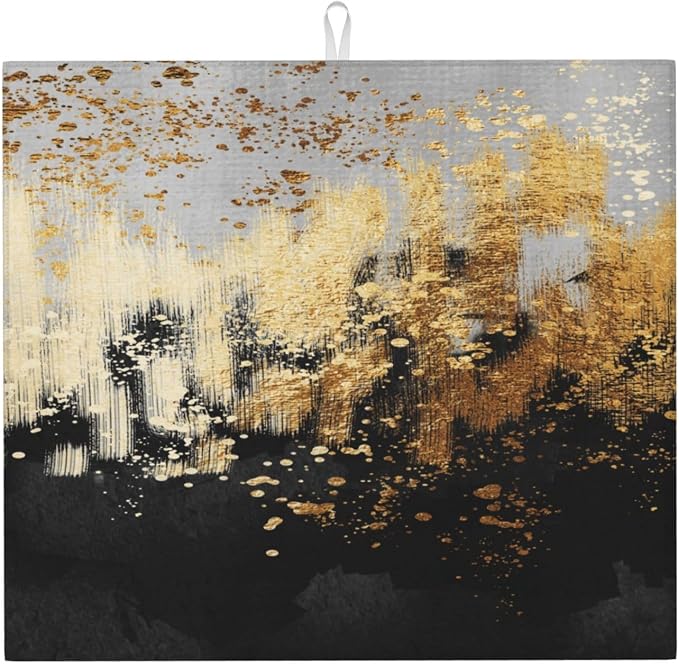Black Gold Art Splash Dish Drying Mat by Unknown