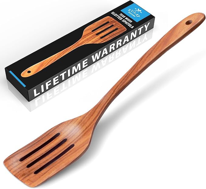 Zulay Kitchen Teak Wood Slotted Spatula – Durable & Heat-Resistant Cooking by ZulayKitchen
