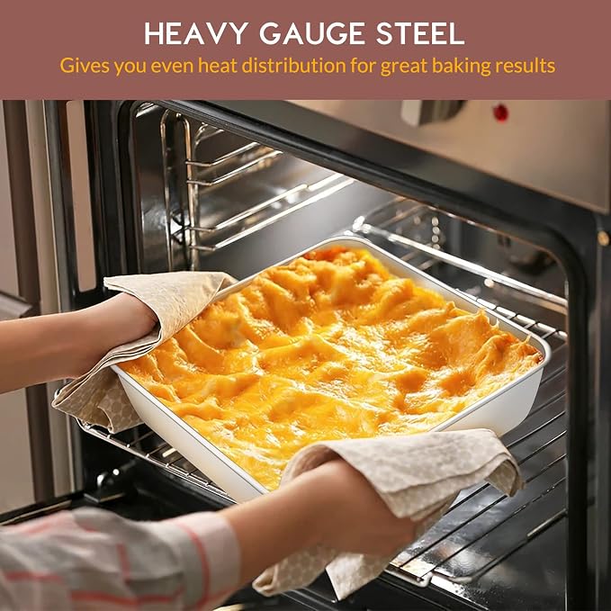 6/8/9-Inch Square Cake Pan Set, E-far Stainless Steel Square Baking Brownie - Image 5