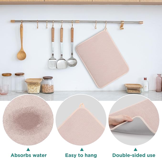GeeRic Microfiber Dish Drying Mat, Super Absorbent Kitchen Dish Drying Pad - Image 3