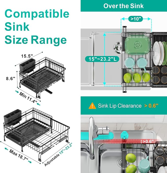 Swedecor Extendable Dish Drying Rack - Image 2
