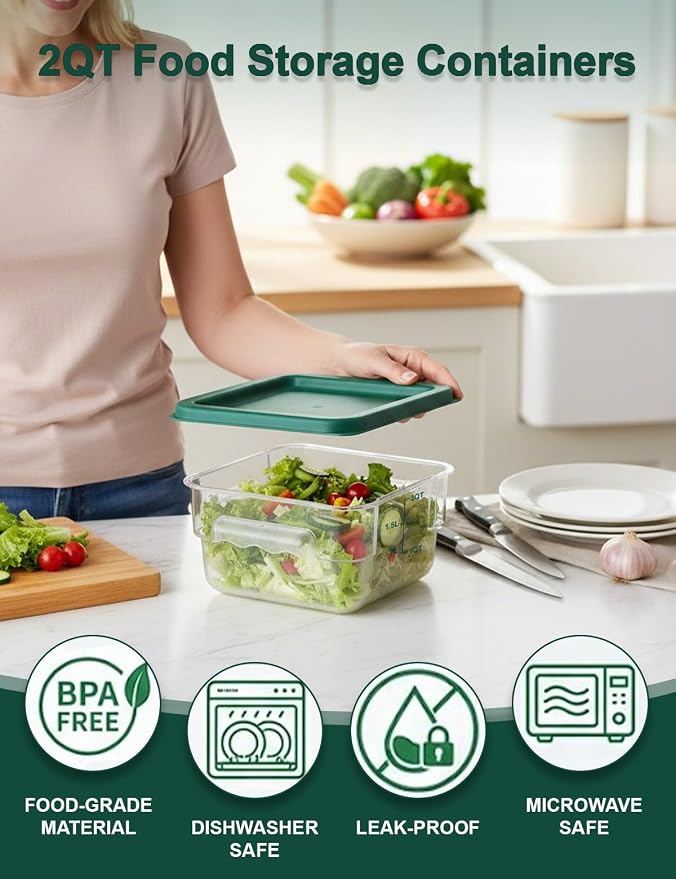 4 Pack 2QT Food Storage Containers - Image 2