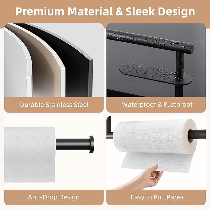 2 Pack Paper Towel Holder, Improved Paper Towel Holder Under Cabinet, Stainless - Image 5