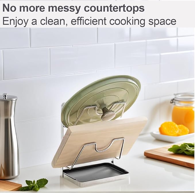Space-Saving 304 Stainless Steel Pot Lid Holder While Cooking, Double-Layer - Image 5