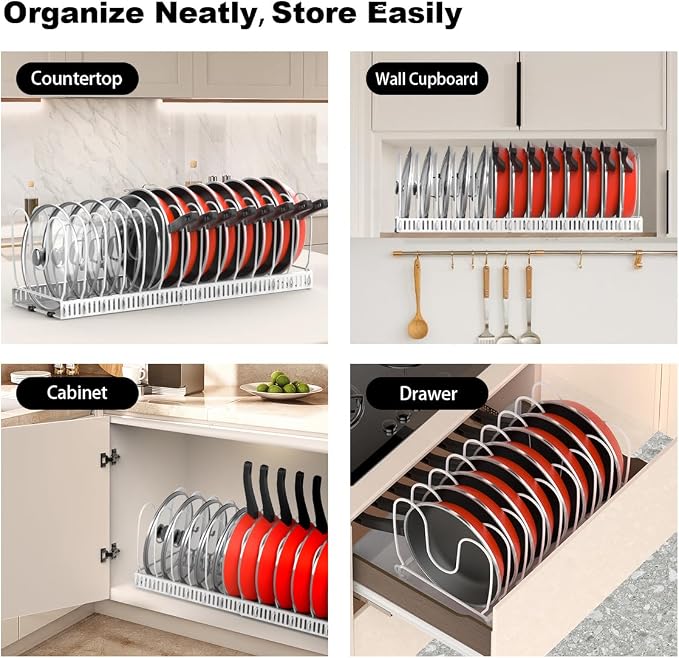 Housolution 2 Pack Pot and Pan Organizer, Pan Lid Holder Storage Rack - Image 6