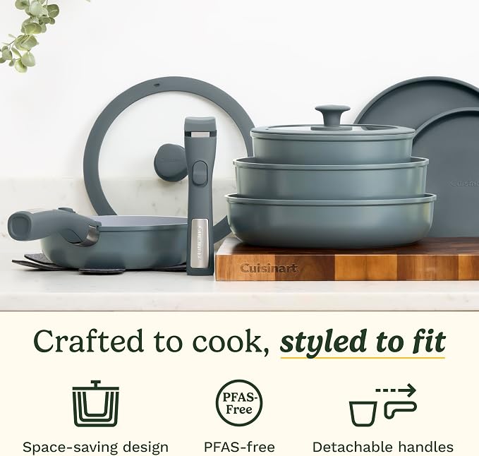 Cuisinart 13-Pc, ClickSmart Nonstick Detachable Handle Ceramic Cookware - Image 2