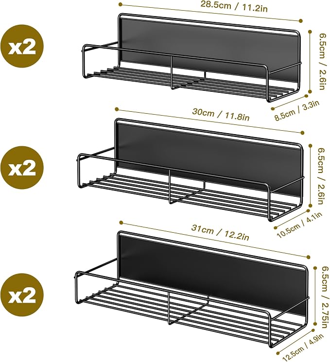 Mystozer 6 Pack Magnetic Spice Rack Organizer, Space Saver - Image 2