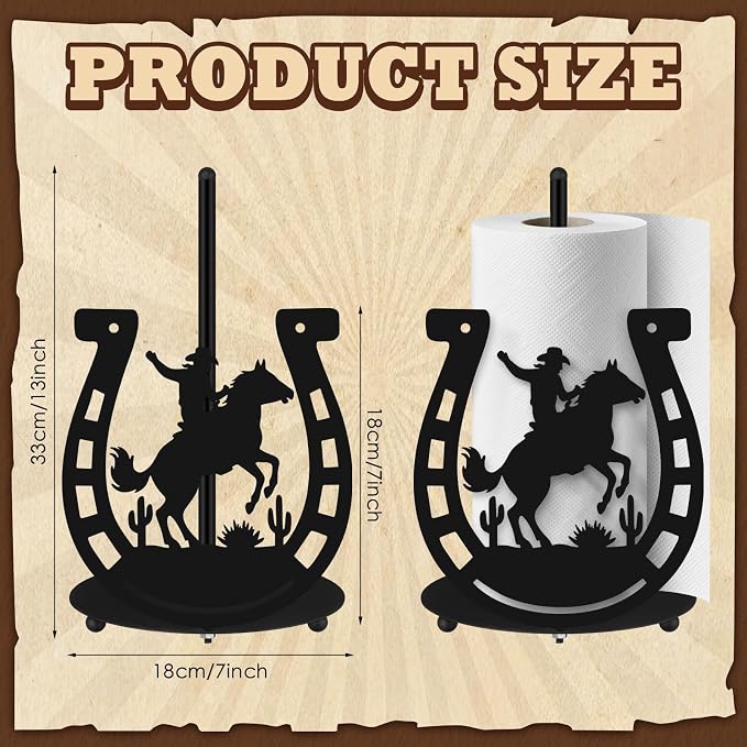 Horseshoe Western Paper Towel Holder Black Metal Farmhouse Napkin Holder Rustic - Image 2
