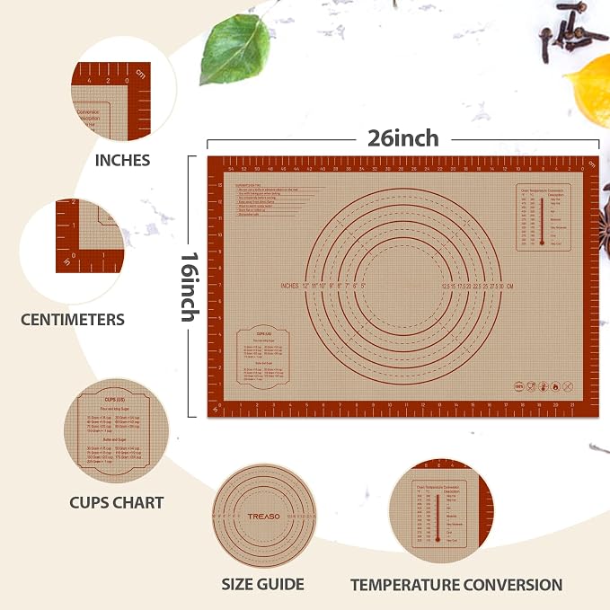 Pastry Mat, 0.7mm Extra Thick 26 x 16 Inches Large Non Stick Silicone Baking Pad - Image 3