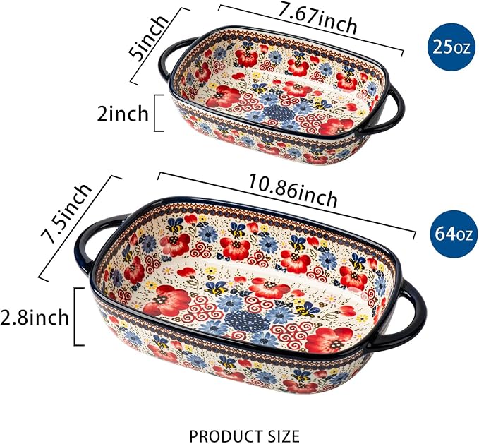 Baking Dish Ceramic Baking Pan Blue Casserole Dish Porcelain rectangular Baking - Image 2