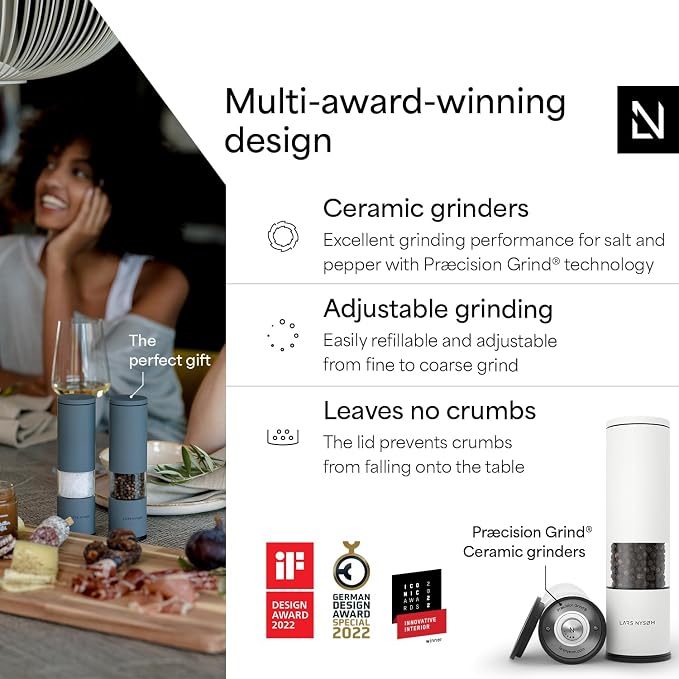 LARS NYSØM Salt and Pepper Grinder Set Manual, Stainless Steel Salt and Pepper - Image 2