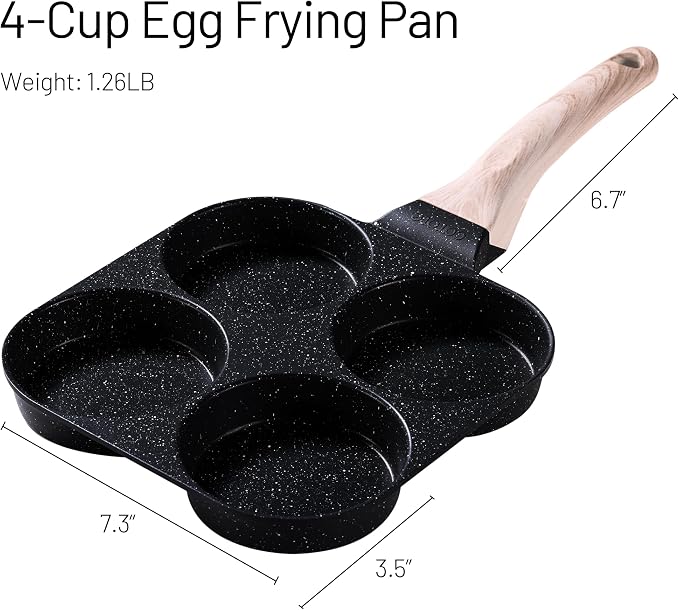 CAROTE Egg Pan Omelette Pan, 4-Cup Nonstick Granite Omelette Skillet - Image 2