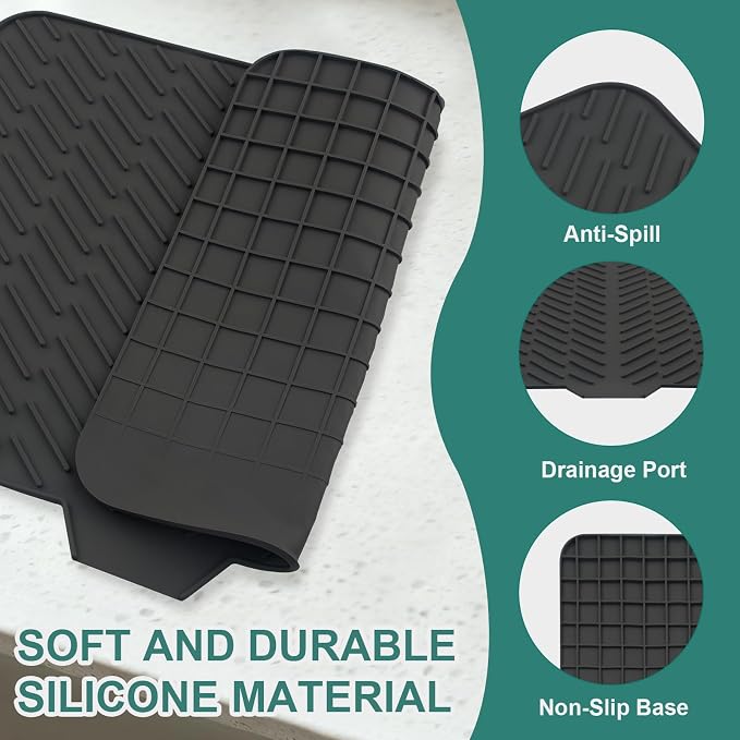 Silicone Dish Drying Mat 23x17, Food-Grade Silicone, Easy Clean Pad - Image 4