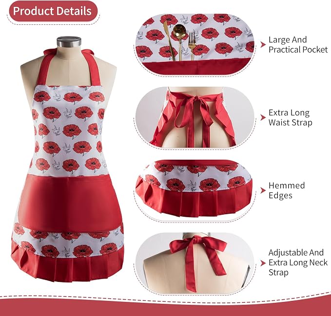 Vintage Floral Apron for Women - Image 4