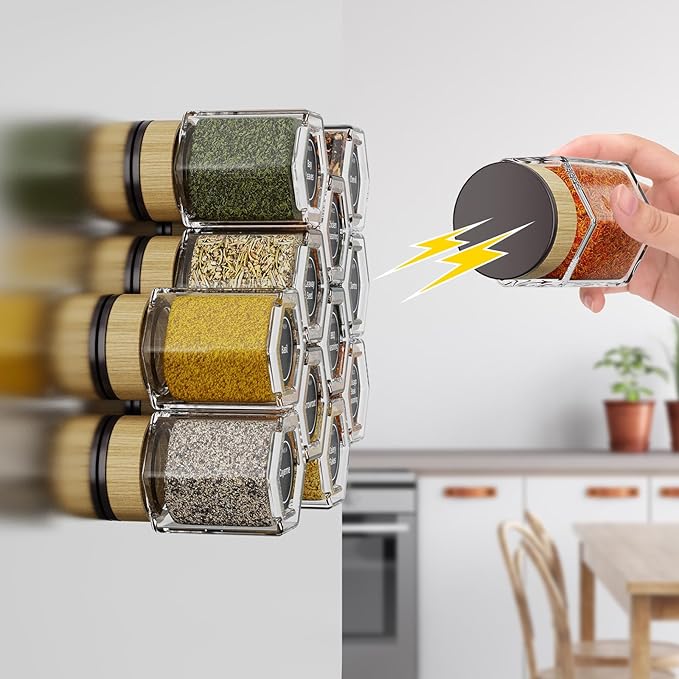 vetacsion set of 12 magnetic glass spice tins - Image 3