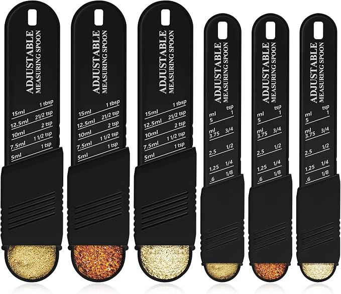 6 Pcs Adjustable Measuring Spoon Plastic Tablespoon and Teaspoon Set Baking by Meanplan