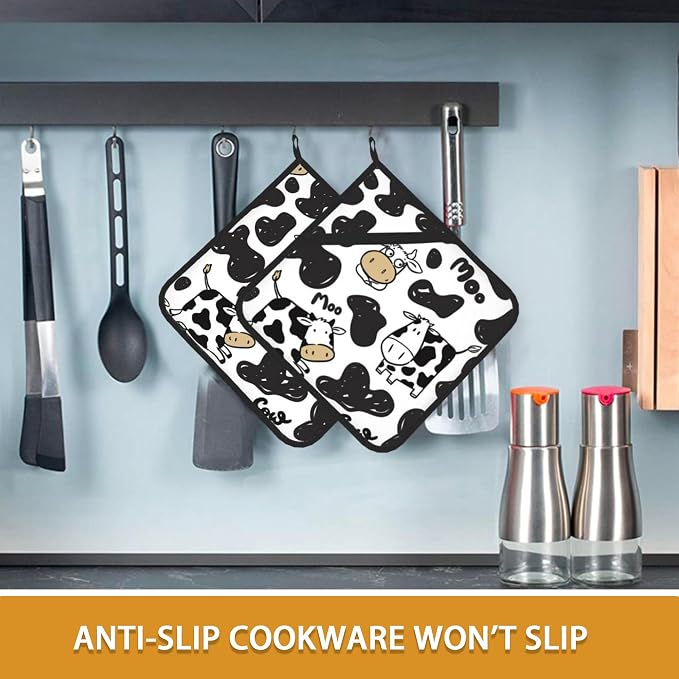 Cow Skin Pot Holder Set of 2, Heat Resistant Potholders Oven Hot Pads - Image 6