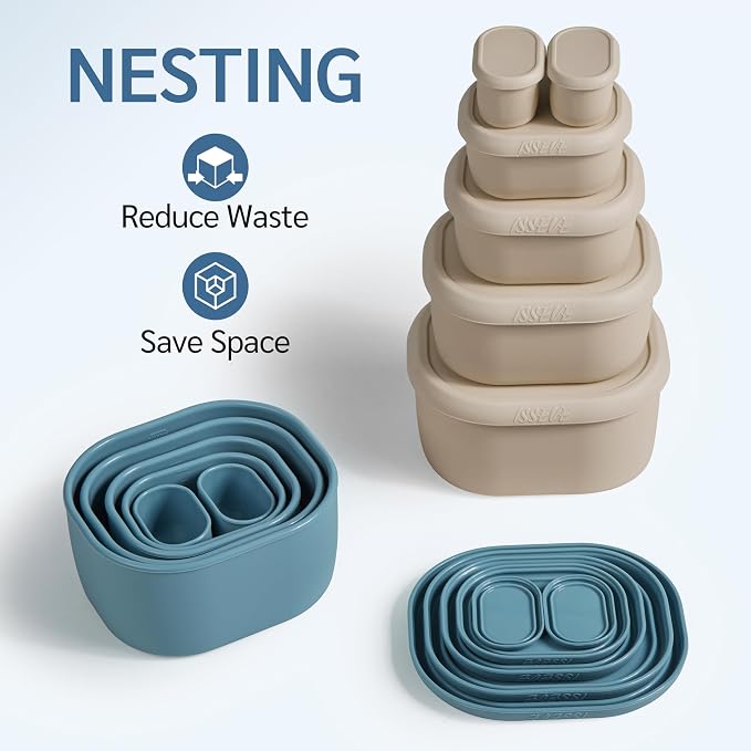 ISSEVE 12Pcs/Set Nesting Silicone Food Storage Containers - Image 2