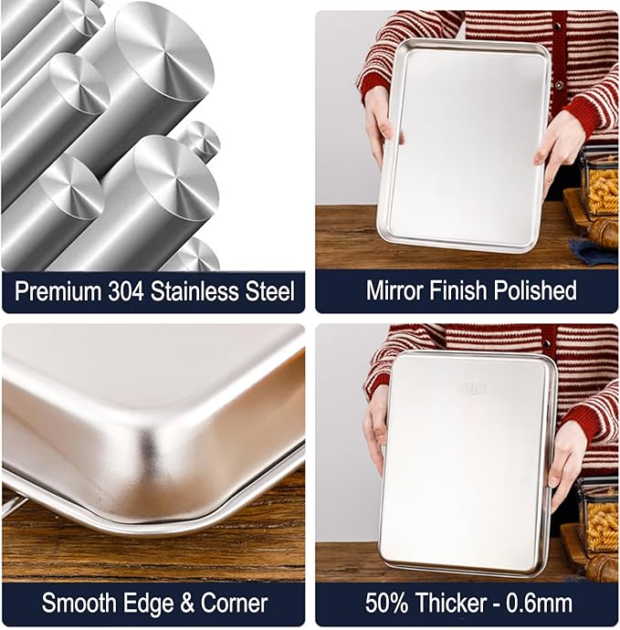 Extra Small Baking Sheet Pans Stainless Steel 304 Tiny Little Serving Tray 9.3 - Image 3