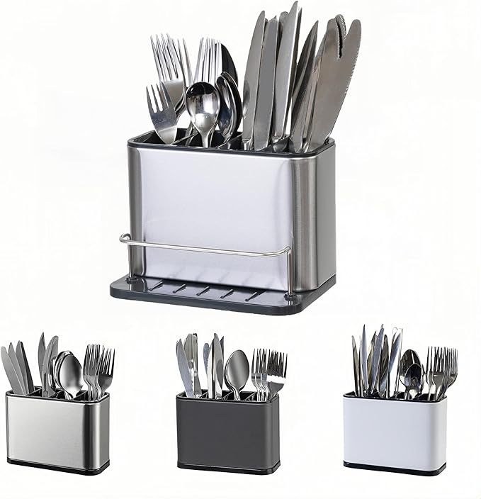 LIBODOUR Utensil Holder, Stainless Steel Caddy Counter, Spoon holder, 4 by ModernandFarmhouseUtensilHolder