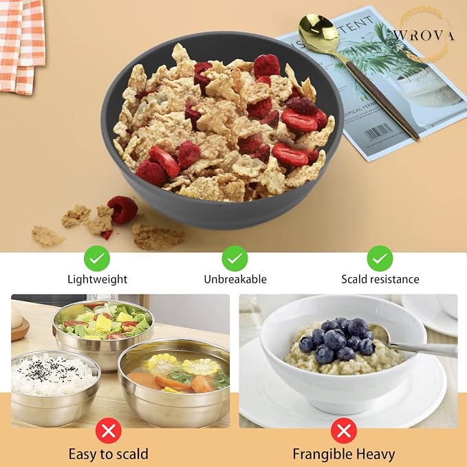 Wheat Straw Bowls Set 60 OZ Unbreakable Large Cereal Bowls Set of 6 Microwave - Image 4