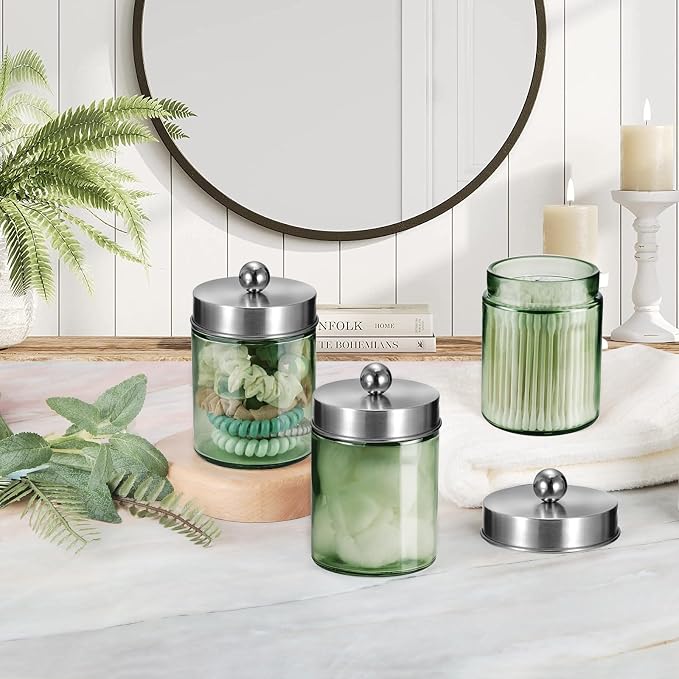 3 Pack Apothecary Jar Canisters Bathroom Vanity Organizer - Image 6