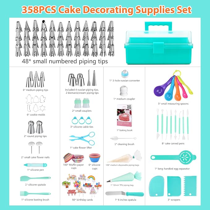 Cake Decorating Supplies Tools Kit: 358 pcs Baking Accessories - Image 2