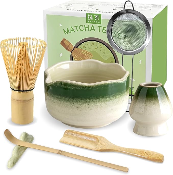 JBER Matcha Whisk Set, Ceramic Matcha Set Includes Bowl, Matcha Whisk and Holder by JBER