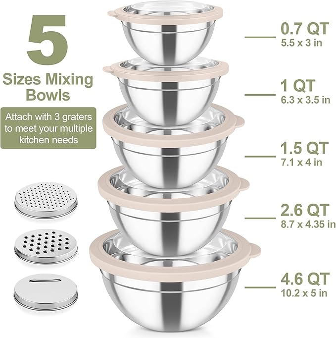 TeamFar Mixing Bowls, Stainless Steel Salad Serving Bowl - Image 2