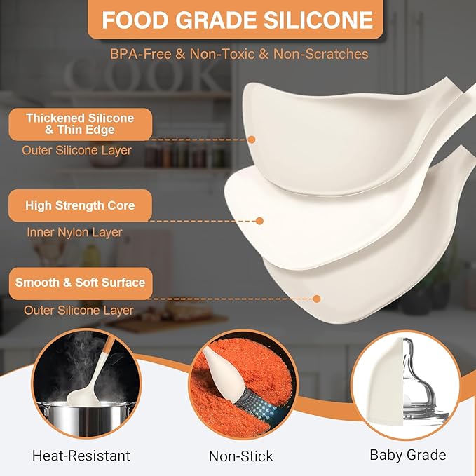 Large Silicone Kitchen Utensils Set, Heat Resistant and BPA Free Silicone - Image 5