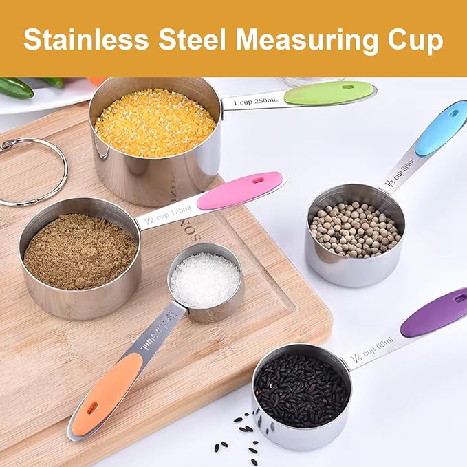 Stainless steel measuring cup set, consisting of 8 cups, suitable - Image 5