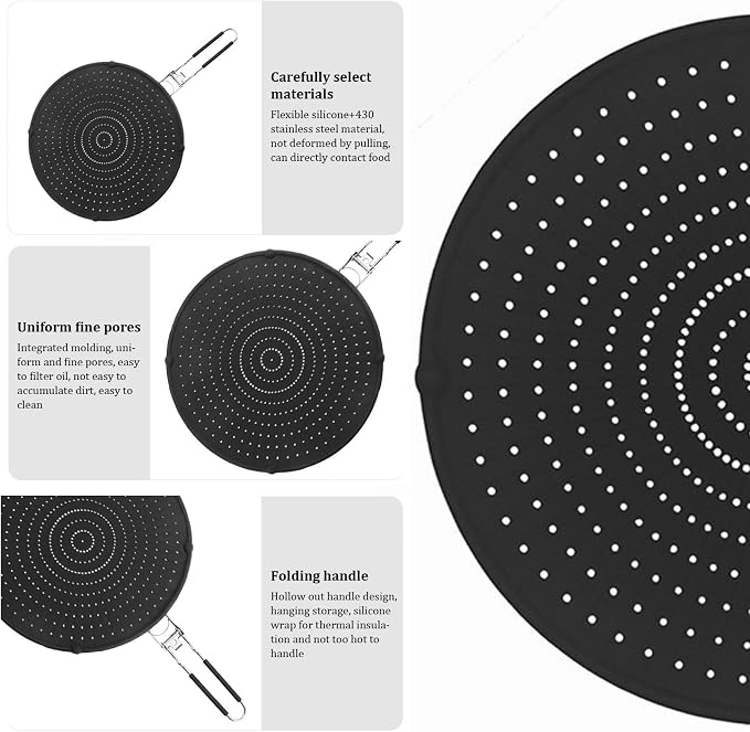 Silicone Splatter Screen for Frying Pan, Heat Resistant Guards for Frying - Image 4