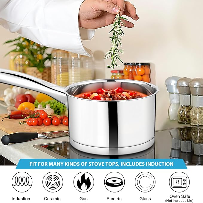 TeamFar 1 qt Saucepan, Stainless Steel Small Sauce Pan & Lid - Image 7