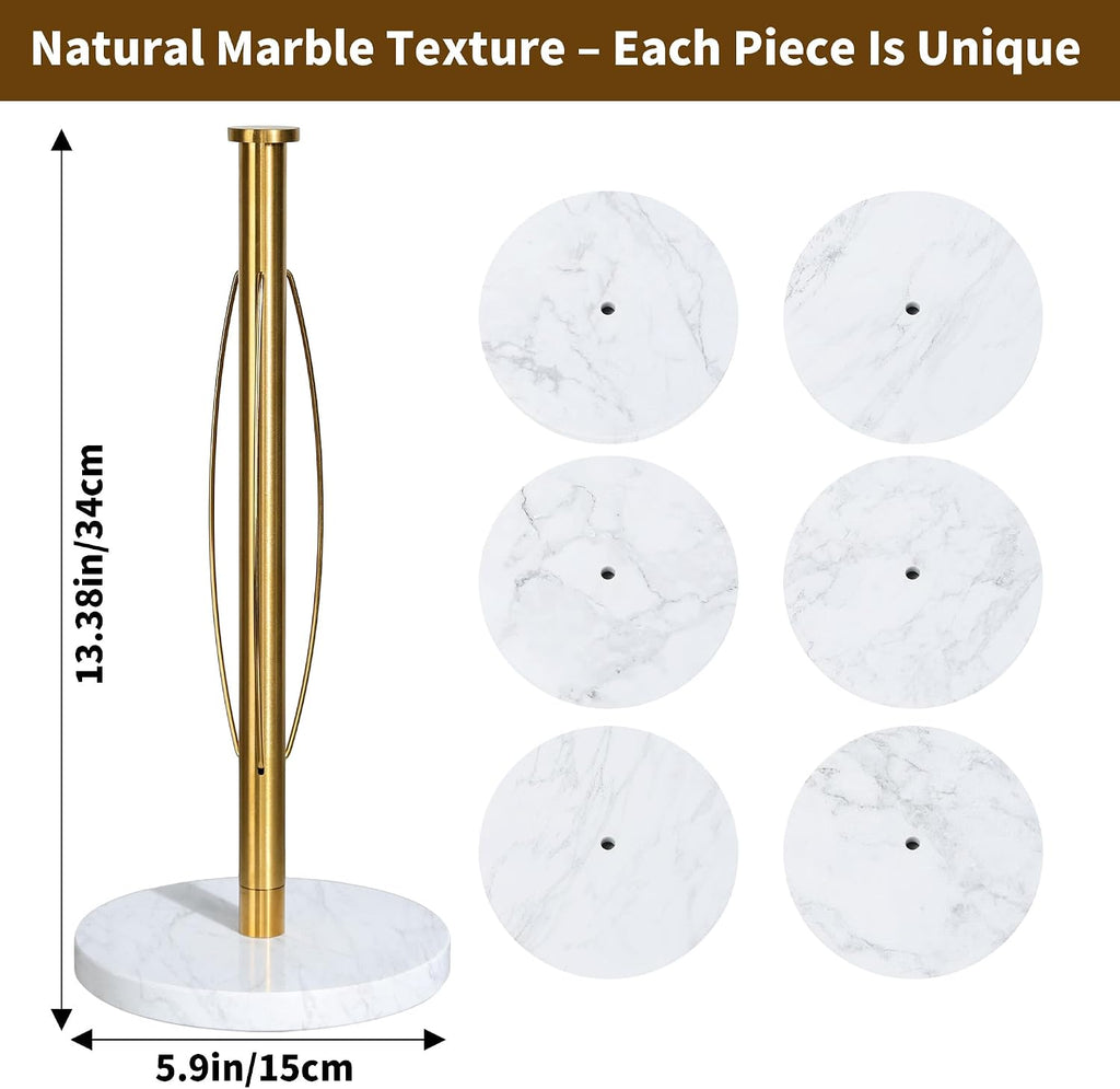 YIGII Marble Base Paper Towel Holder Countertop, Standing Paper Towel
