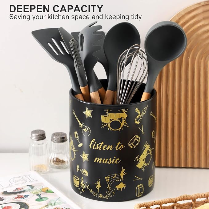 7" Music Utensil Holder, Large Kitchen Utensil Holder Organizer - Image 4