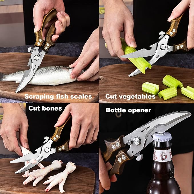 Premium Kitchen Shears 2-Pack Heavy Duty Poultry & Meat Scissors, Bone Shears - Image 5