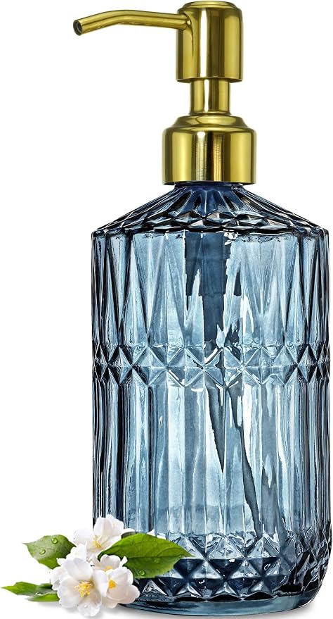 JASAI 18Oz Blue Glass Soap Dispenser by JASAIHOME