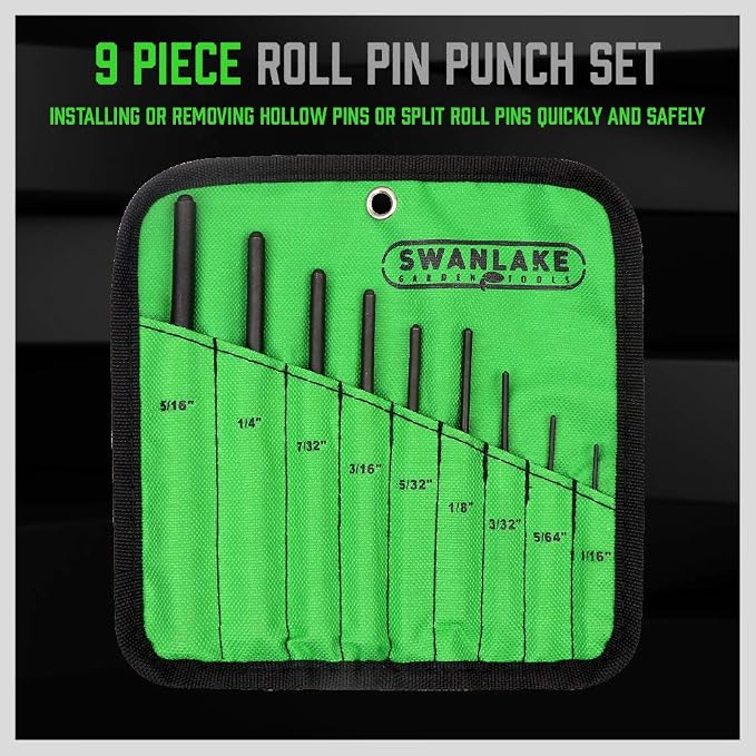 SWANLAKE 9-Pieces Roll Pin Punch Set, Removing Repair Tool - Image 2