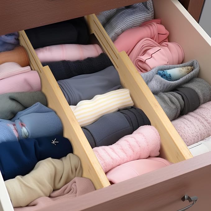 Fabsome Dresser Drawer Organizers 6 Pack, 4.65'' High Adjustable from 12.5-17‘’ - Image 2