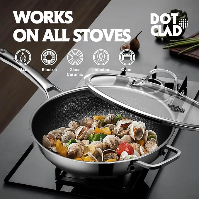 DOTCLAD Wok pan, Hybrid 12 inch Wok - Image 4
