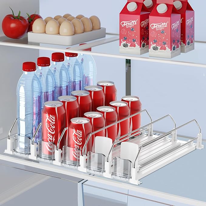 Drink Organizer for Fridge, Self Pushing Fridge Drink Organizer, Automatic by IBORING