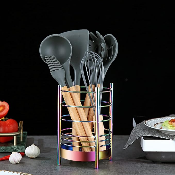 Rainbow Kitchen Utensil Holder for Kitchen Counter, Stainless Steel Utensil - Image 5