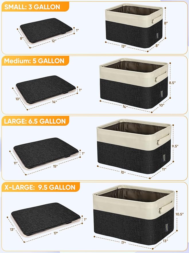 BALEINE 3 Pack Fabric Closet Storage Bins - Image 2