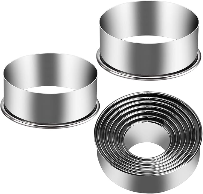 9 Pieces Stainless Steel Cookie Cutter Set Biscuit Plain Edge Round Cutters by KSPOWWIN